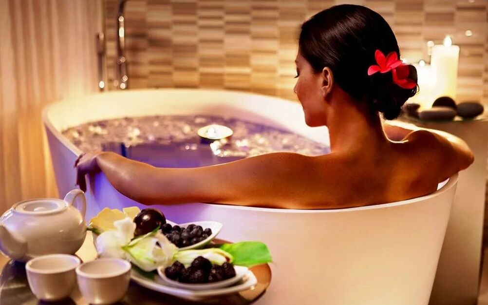Bathroom with salt and herbs