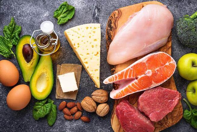 A low-carbohydrate diet consists of products containing animal and vegetable proteins with fat. 